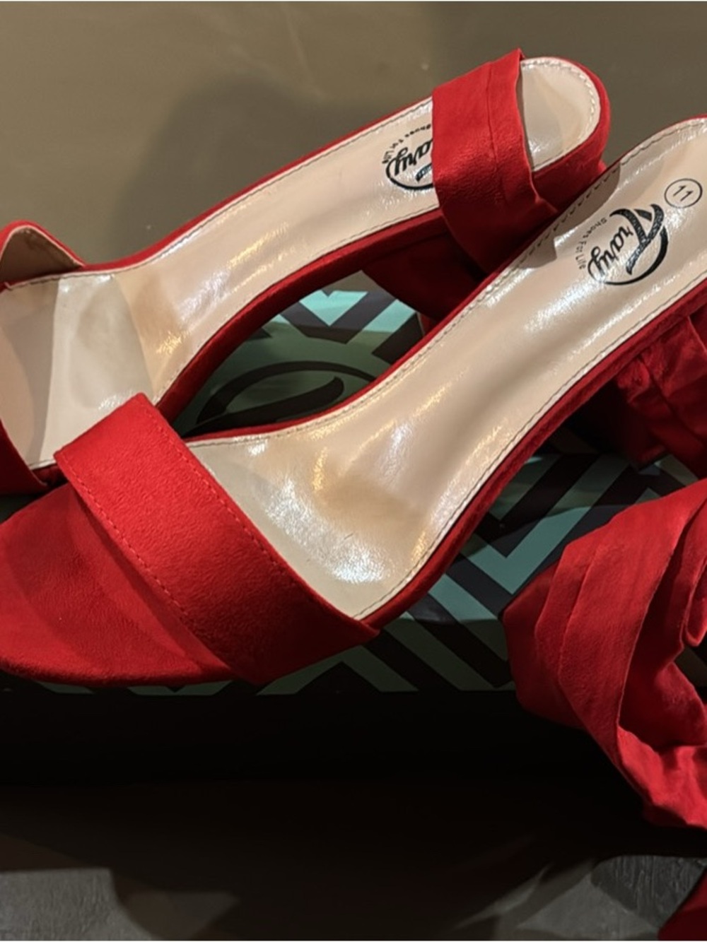 Roxy Red Open-Toe Ankle-Tie Heels